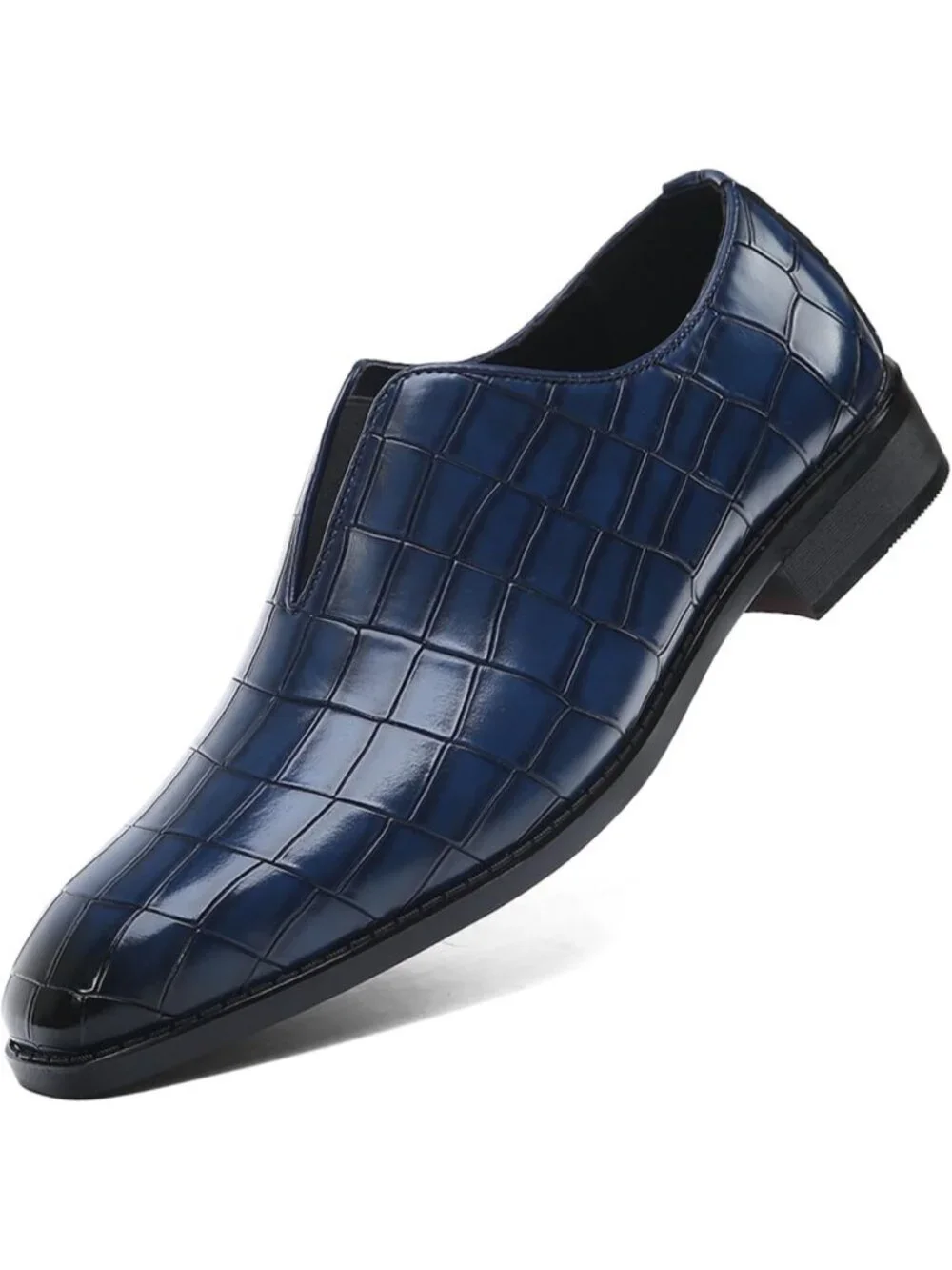 Men's Blue Soft Leather Penny Loafers Dress Slip-on for Formal Business